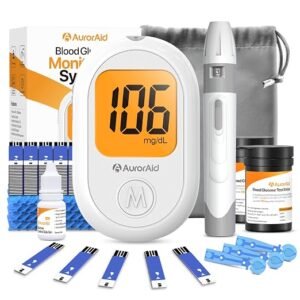 G-426 Blood Glucose Monitor Kit - 100 Test Strips and 100 Lancets for Home Use, 500 Memory, Glucometer with Control Solution, No Coding, Diabetes Testing, Blood Glucose Monitoring System